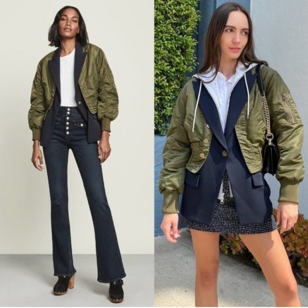 Veronica Beard Bromley Bomber Dickey Jacket  Coat Navy Size Small